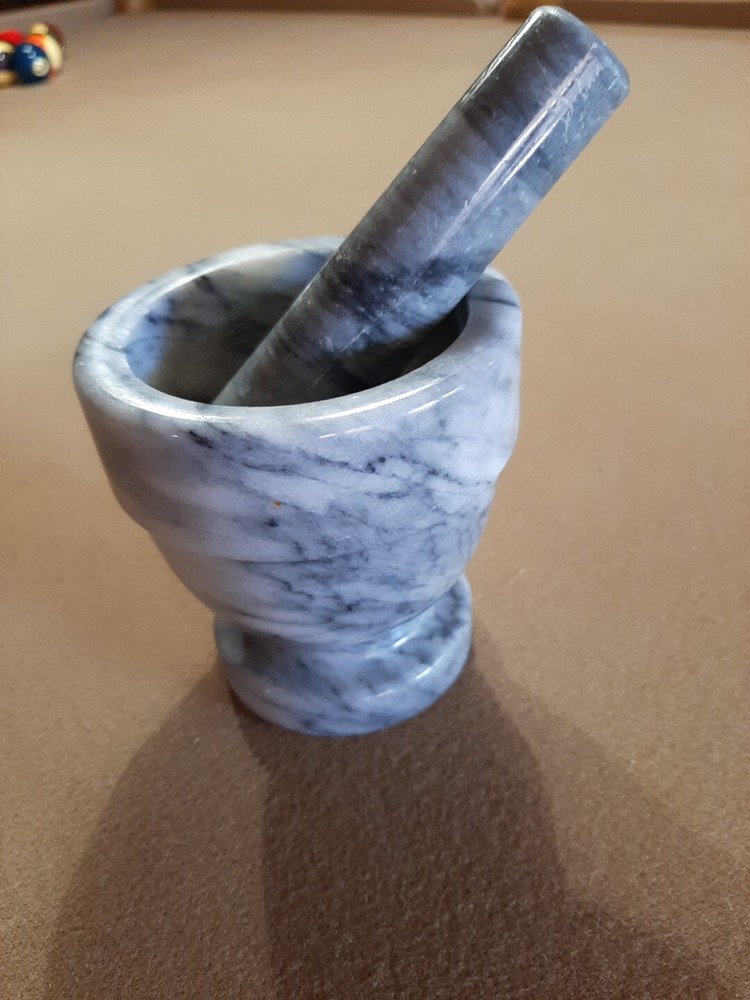 Vintage 1960’s White Italian Marble Mortar & Pestle-Very Good