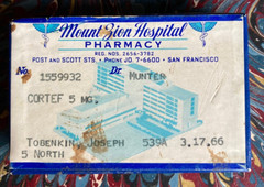 Vintage 1960s Prescription Box Mount Zion Hospital Pharmacy, San Francisco, CA!