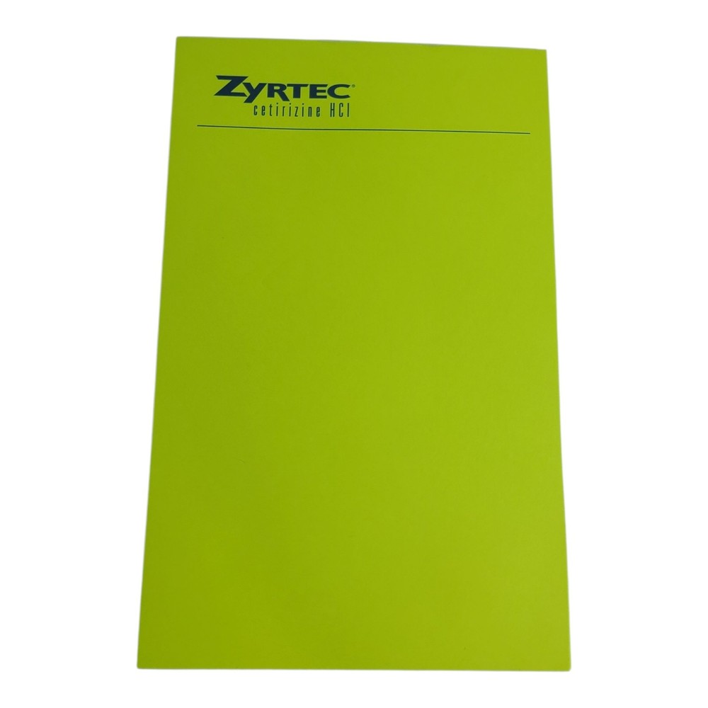 Vintage 2001 Zyrtec Notepad Neon Green Pharmaceutical Drug Rep Promo Pfizer