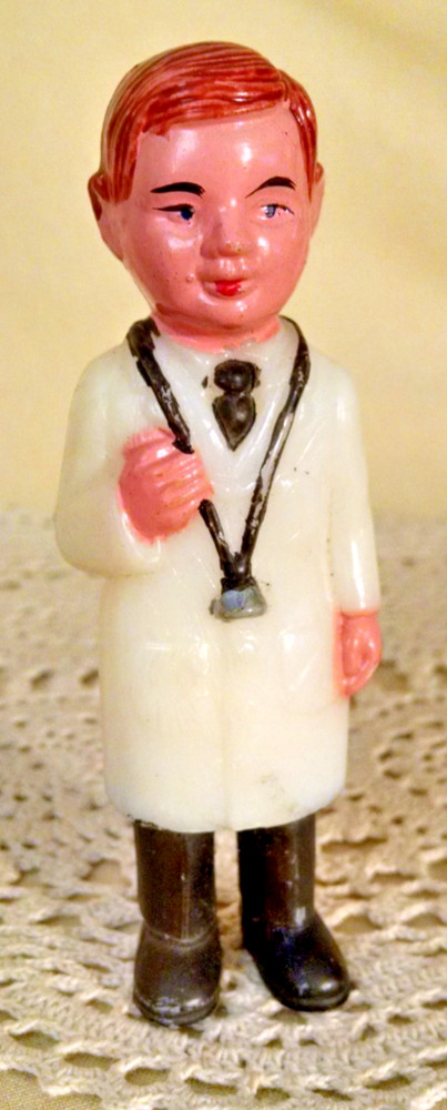Doctor Figurine Vintage Hong Kong Plastic Stethoscope White Jacket Cake Topper