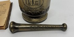 VINTAGE BRASS MORTAR & PESTLE 150TH ANNIVERSARY SCHERING STAMPED W/Orig Booklet