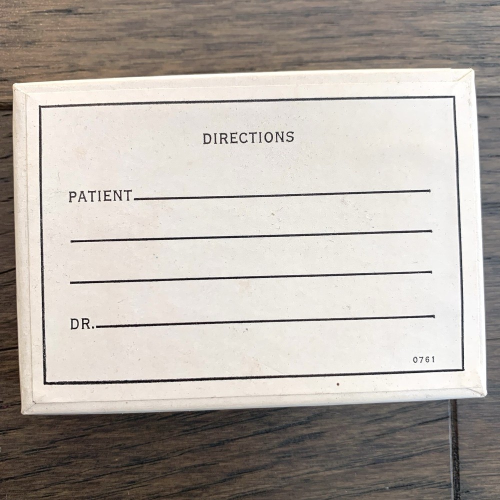 Vintage Prescription Cardboard Pill Box Medical Directions for Patient / Doctor