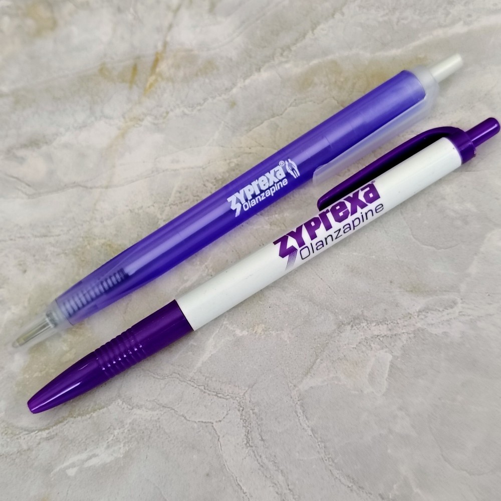 Lot Of 2 Zyprexa Pens Drug Rep Pharmaceutical Promo Medical Advertising