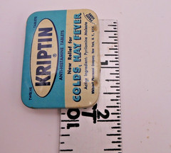 Vintage Kriptin Anti-Histamine Tablets Sm Metal Tin Whitehall Pharmaceutical NY