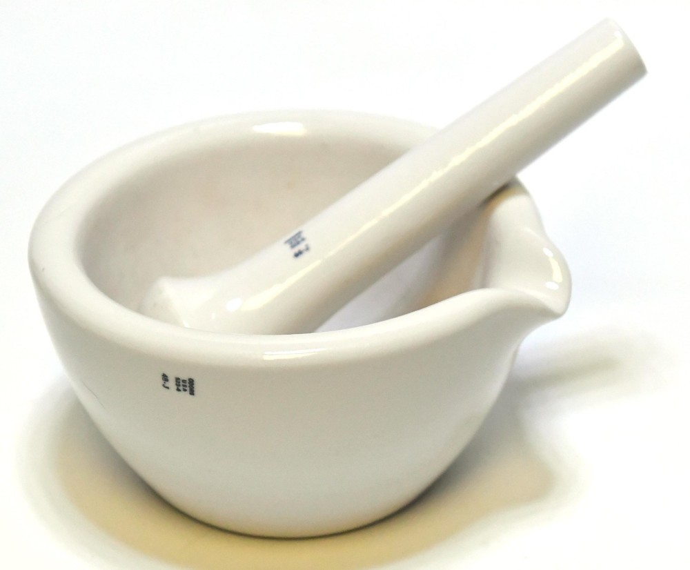 LARGE COORS 522-4 MORTAR AND PESTLE WHITE CERAMIC