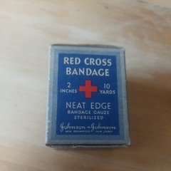 Vtg Red Cross Bandage Medical Original Box Johnson + Johnson Antique