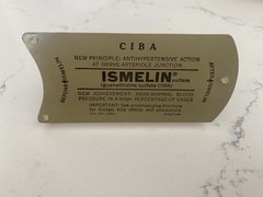 Rare 1960s CIBA Ismelin Promotional Pharmaceutical Drug Lucite Paperweight