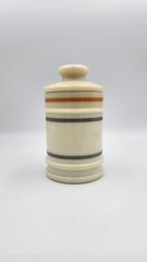 Darvon Eli Lilly Lidded Ceramic Pharmacy Apothecary Jar Canister White Stripes
