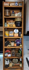 Antique Bottles Tins Boxes Pharmacy Items Empty/Full –SHELF NOT INCLUDED!!!