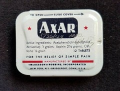 Old Advertising Pain Medicine Tin AXAR McKesson Robbins NY Bridgeport CT Tooth