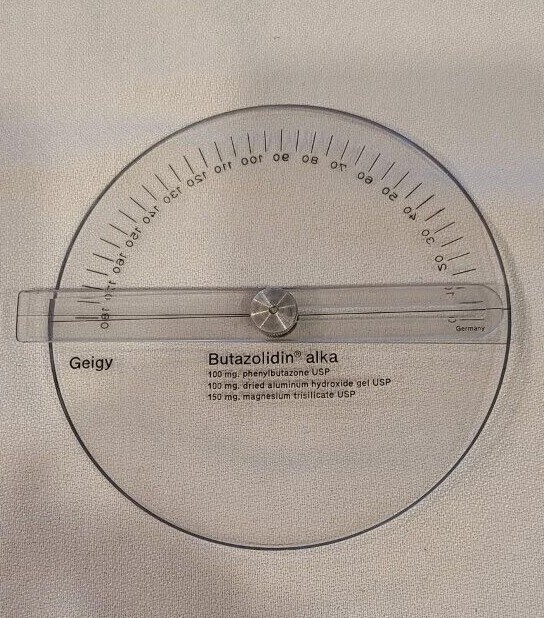 BUTAZOLIDIN alka drug promo item Geigy Germany Protractor