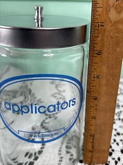 Grafco Medical Apothecary Glass Jar stainless Lid blue letters Applicators