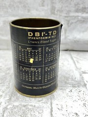 1967 Pharmaceutical Blood Sugar Med ADVERTISING TIN CAN DBI-TD PHENFORMIN HCI