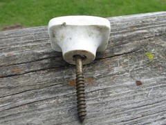 Unusual 1900s MARRUBIUM (Horehound) Porcelain APOTHECARY Cabinet Drawer KNOB A++