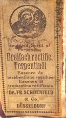 TERPENTIN OIL,Glass Apothecary Clear Jar, Dr. Schoenfeld-Duseldorf, 50ml, 1930’s