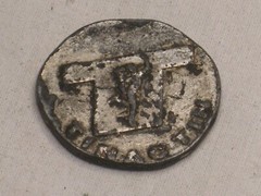 vintage TINACTIN pharmaceutical token ornate old coin metal