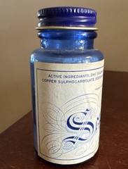 Vintage Medical Remedy Pharmacy – Septigyn Dallas Cobalt Blue Bottle Label