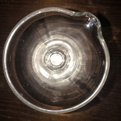 1940’s Mortar Pestle Clear Glass Beaker Apothecary Etched Footed Spout Mixology