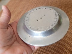 VTG *The UPJOHN CO* Cast Aluminum TRINKET DISH/4″ Ashtray Employee Service Award