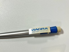 2 Vintage Viagra Pens Pfizer Drug Promotional Blue Gray Pharmaceutical
