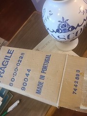 1989 Lilly Blue & White Apothecary 10″ Vase Diascord Portugal Pharmacy Pharma