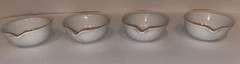 4 Vintage Coors USA White Porcelain Labware Beakers Cups 2-1/2” round with Spout