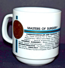 Vintage Glaxo Pharmaceuticals Masters of Surgery Coffee Mug Cup White Porcelain