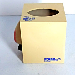 Vtg 1987 Entex LA Puffs Plus Tissue Box Cover Holder Cube Funny Nose Mustache