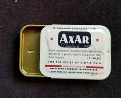 Old Advertising Pain Medicine Tin AXAR McKesson Robbins NY Bridgeport CT Tooth