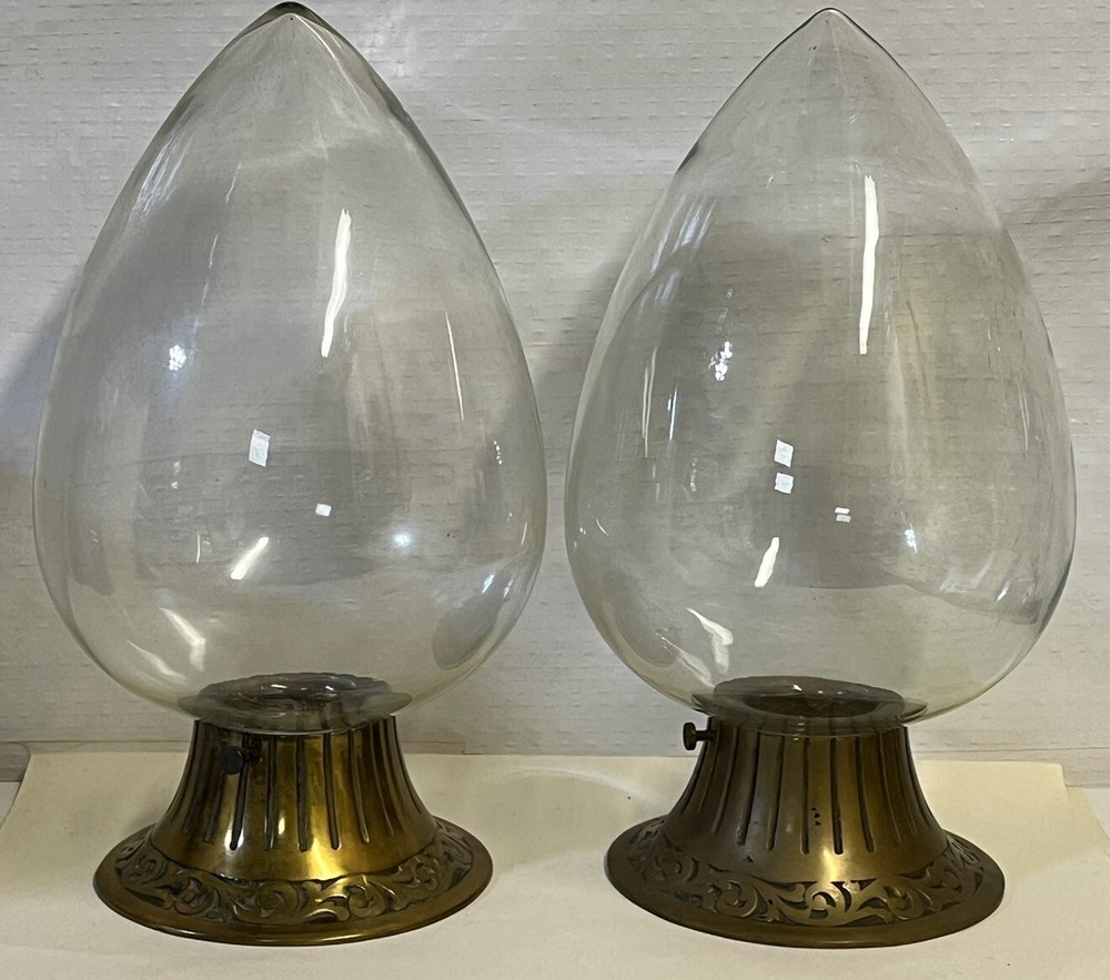 2 Antique Apothecary Pharmacy Advertising Show Globes Brass Collar Dorin Sellers