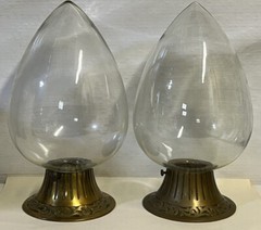 2 Antique Apothecary Pharmacy Advertising Show Globes Brass Collar Dorin Sellers