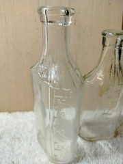 Pair Of Vintage Rectangular Bottle, Clear Glass, Medicine or Pharmacy