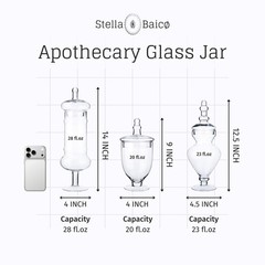 3-Pack Glass Apothecary Jars with Lids – Decorative Candy Storage Containe