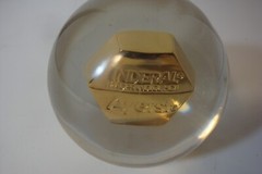 Inderal Ayerst prescription paperweight acrylic used 3 inch diameter