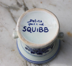 Squibb Rx Mini Mortar – Delfts Holland – Squibb Pharmaceutical Co 1950s – 2″
