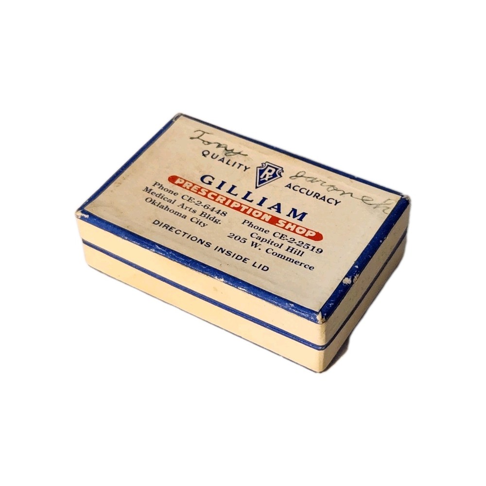 Vintage 1955 GILLIAM Prescription Shop PILL / PHARMACY BOX Tony Jaronek Dr Dill