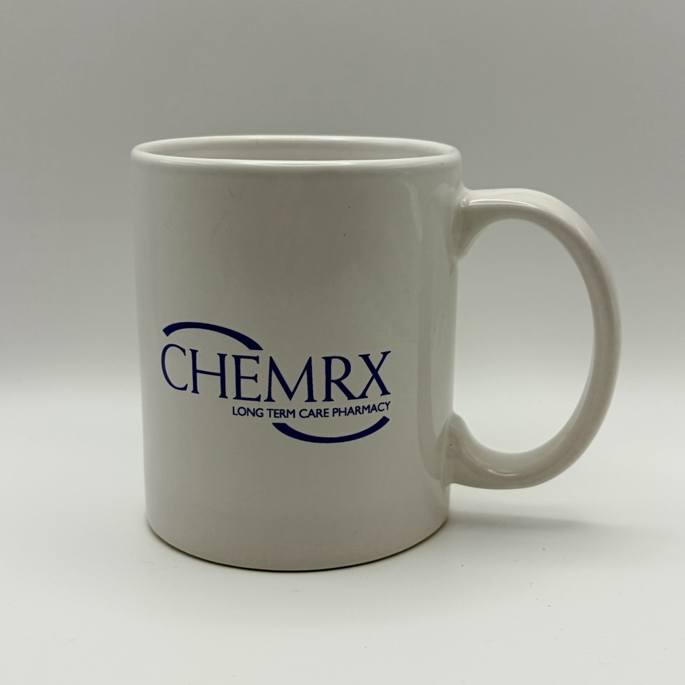 CHEMRX Pharmaceutical Rx Porcelain White Cup Mug Medical Advertising Promo USA