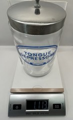 Grafco Medical Apothecary Glass Jar Stainless Lid Blue Letters Tongue Depressors