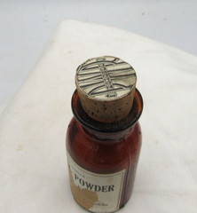 BW – 1890’s Powers Weightman Thymol Powder Philada PA 3 “ Amber Medicine bottle