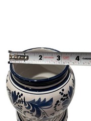 Vintage Italian Ceramic Blue White Apothecary Jar Pharmacy Vase Hand Painted