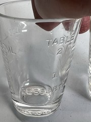 Vtg Apothecary Dose Pharmacy Measure Glass Cup GLASCO GEM Set of 2 Embossed