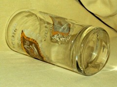 MEDICAL GLASS TUMBLER APOTHECARY MORTAR PESTLE VINTAGE BARWARE GOLD RECIPE DRAM*
