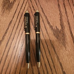 2 Trovan Vintage Pharmaceutical Drug Rep Heavy Metal Pen Black & Gold Tone