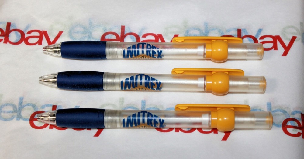 3 Drug Rep Pens IMITREX Plastic Promotion RARE Pharma