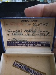 1949 Paper Hinged Prescription Pill Box KELLEY Pharmacy Burlington Vermont Ad RX