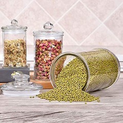 Set of 3 Glass Apothecary Jars with Lids, Bathroom Canisters Storage Containe…