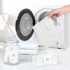 Glass Jars and Dryer Sheet Holder, Dispenser Set with Lids and Labels, Contai…