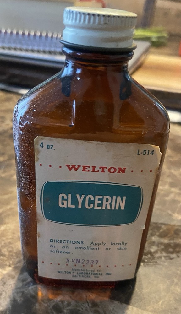 1960’s Welton Glycerine Apothecary Bottle