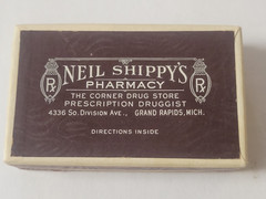 Vintage Pharmacy 50s RX Prescription pill box NEIL SHIPPY’S Grand Rapids, MI EXC