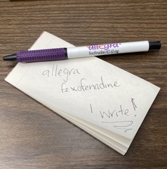 Pharmaceutical Advertising ALLEGRA Drug Rep Paper Mate Click Pen w/ Grip Writes